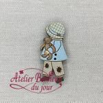 Bouton bois decoratif sunbonnet garcon ours en 27 atelier bonheur du jour