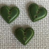 Bouton Coeur Enfant Façon Cuir 12 mm Vert