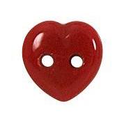 Bouton Coeur plastique  Rouge 10mm