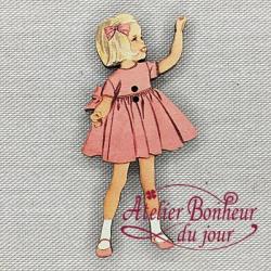 Bouton decoratif fillette robe rose vi 34 atelier bonheur du jour