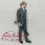 Bouton en bois decortif homme au parapluie vi 37 atelier bonheur du jour