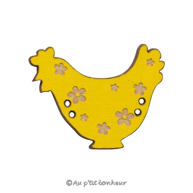 Bouton poule jaune fleurie ble088d 082