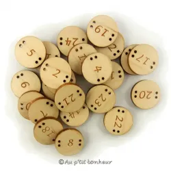 Lot Boutons Ronds de 1 à 25 pour le calendrier de l'Avent BLN072
