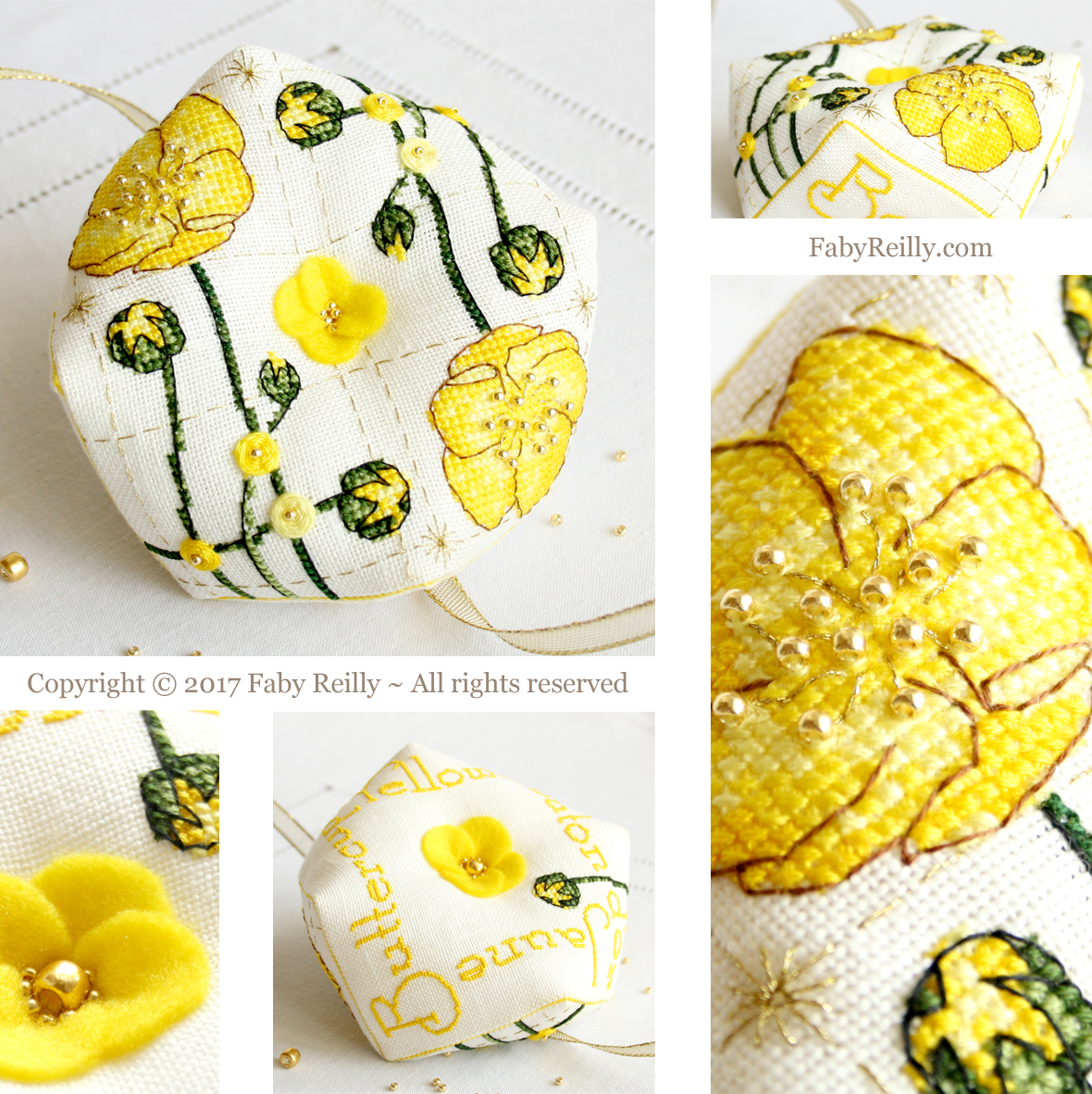 Buttercup biscornu faby reilly designs