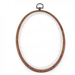 Cadre de broderie Ovale décoratifs style bois  15 x 21,5 cm