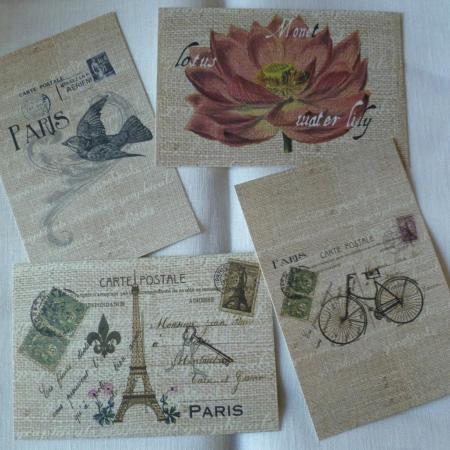 Lot de 4 Cartes Postales Vintages Paris 10 x 15 cm 01