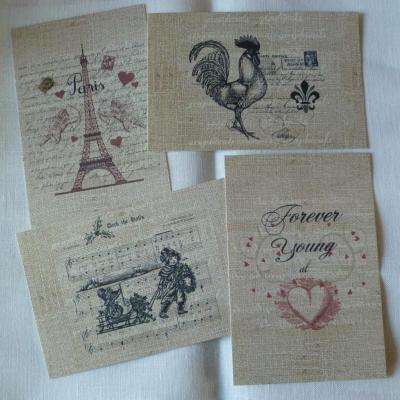 Lot de 4 Cartes Postales Vintages Paris 10 x 15 cm 02