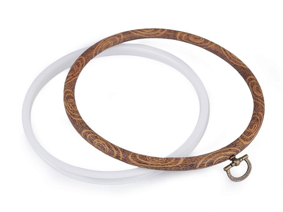 Cercle a broder decoratifs style bois o 16 cm interieur 3