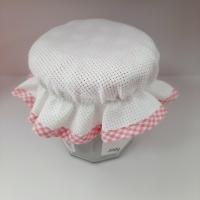 Chapeau de pot de confiture petit vichy rose a broder aida 5