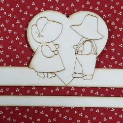 Cintre en bois 20cm Couple Sunbonnet