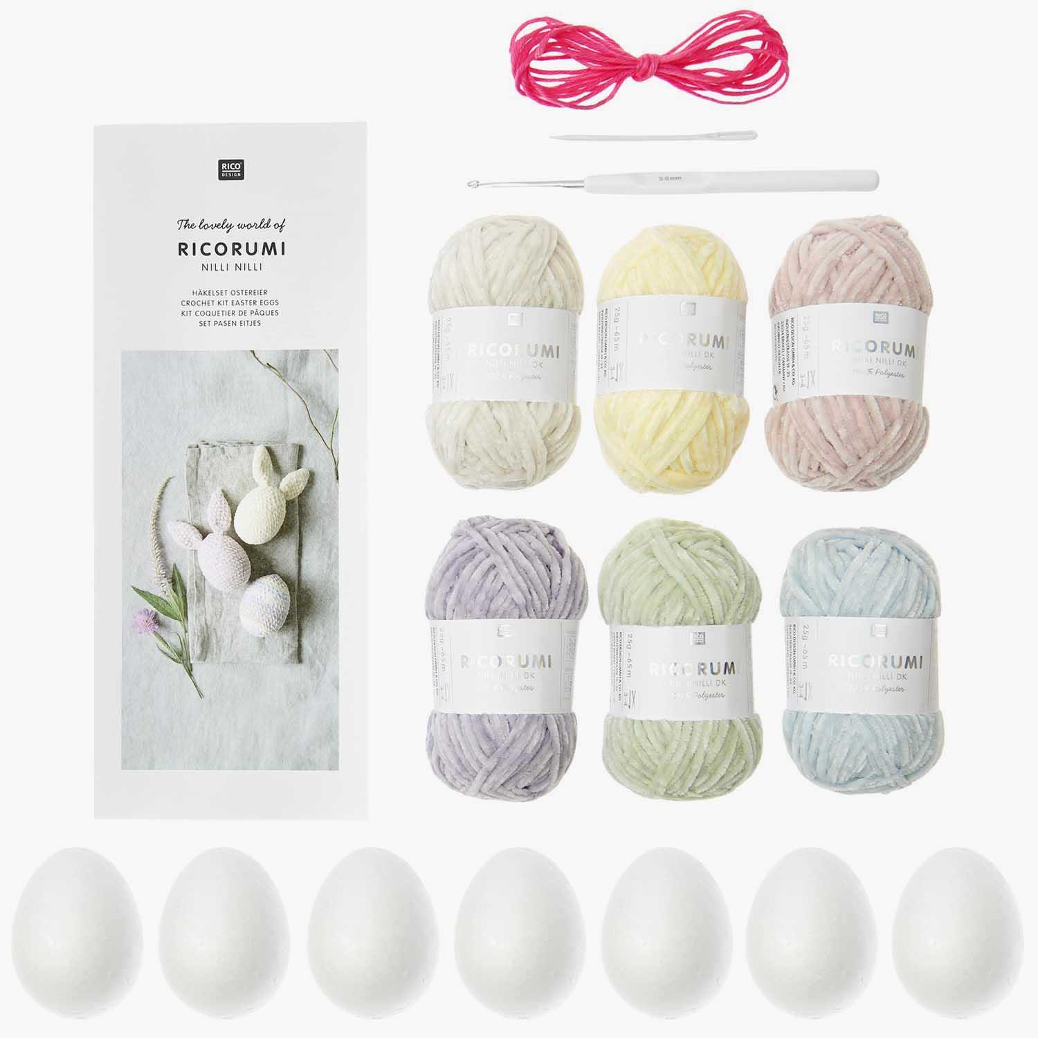 Coffret 6 pelotes amigurumi ricorumi oeufs de paques nilli nilli rico design 400027 032 1