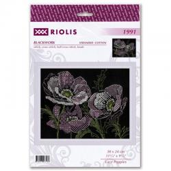 Coquelicots en dentelle kit de blackwork riolis sr1991 3