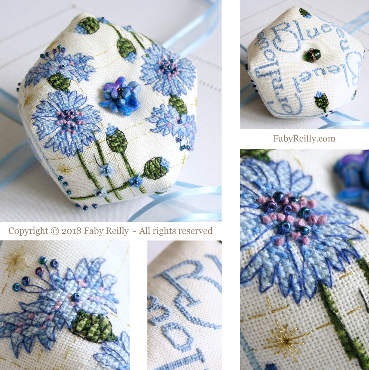 Cornflower biscornu faby reilly designs
