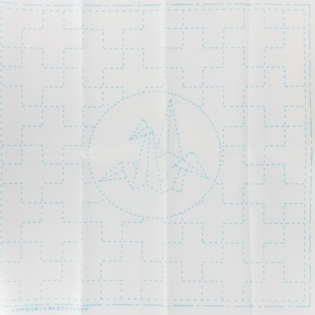 Coupon tissu sashiko blanc croix et grue en origami