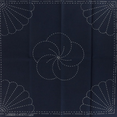 Coupon tissu sashiko navy chrysantheme