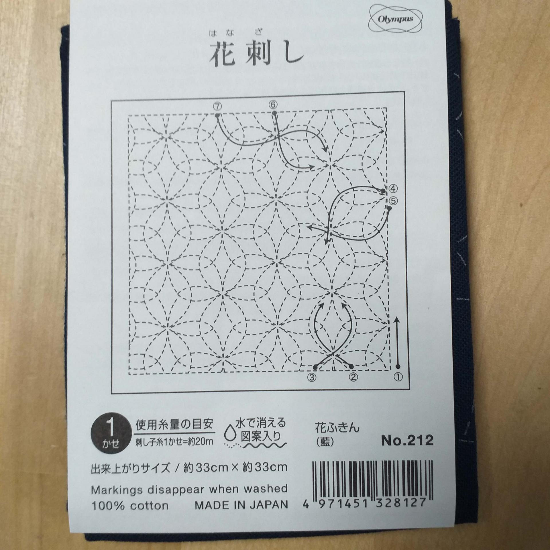 Coupon tissu sashiko navy h212 1