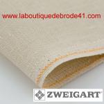 Coupon toile a broder zweigart de lin belfast 3609 12 6 fils platine 770