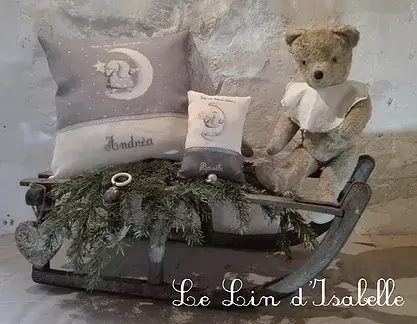 Coussin musical lapin lune le lin d isabelle