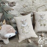 Coussin musical petits rennes des neiges le lin d isabelle