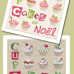 Cup cakes de noel n027 vert rose lilipoints fiche broderie
