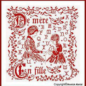 De mere en fille fiche ou kit de point de croix annick abrial