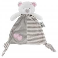 Doudou hochet rose avec bavoir a broder 32 x 36 cm