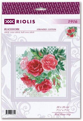 Eglantier rouge kit de blackwork riolis sr1916