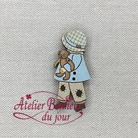 Bouton bois decoratif sunbonnet garcon ours en 27 atelier bonheur du jour