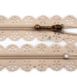 Fermeture à Glissière Dentelle 16cm 18cm 20cm Beige Foncé