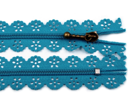 Fermeture a glissiere dentelle bleu