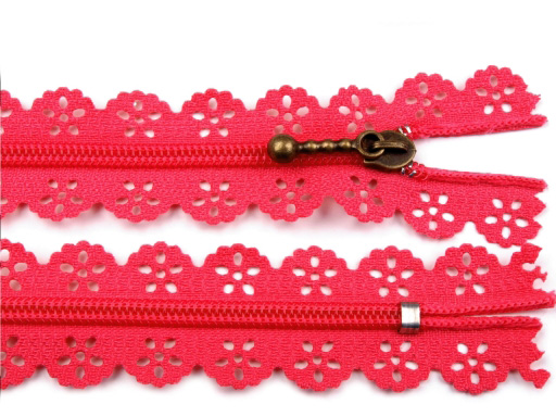 Fermeture a glissiere dentelle rose fuschia
