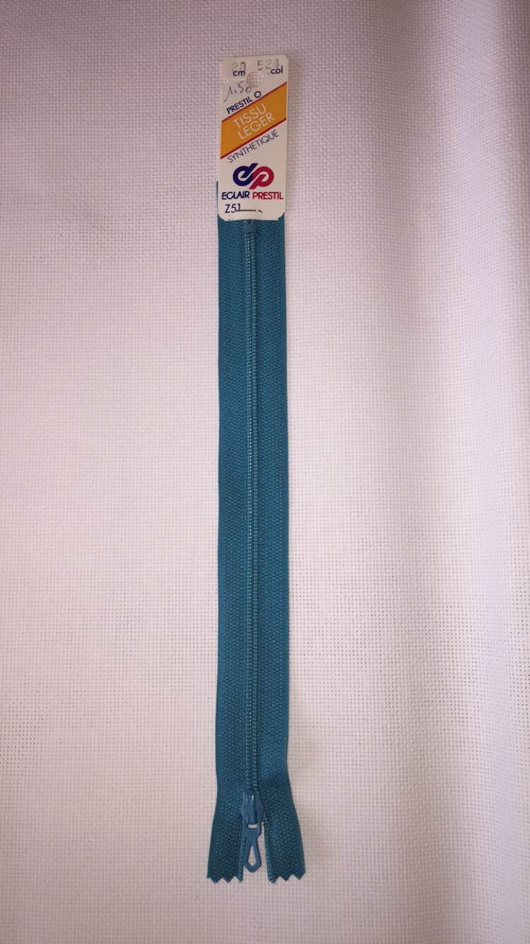 Fermeture eclair turquoise 20cm