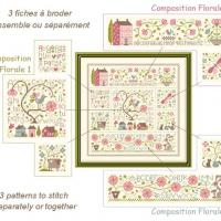 Fiche de broderie composition florale 3 en 1 lot hscf jardin prive 8