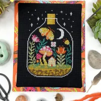 Fiche de broderie night terrarium terrarium de la nuit tiny modernist