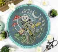 Fiche de broderie nighttime owl chouette nocture tiny modernist