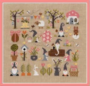 Fiche de broderie paques chez les gnomes ft99 jardin prive