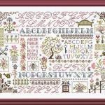 Fiche de broderie sampler aux fleurs pr04 jardin prive