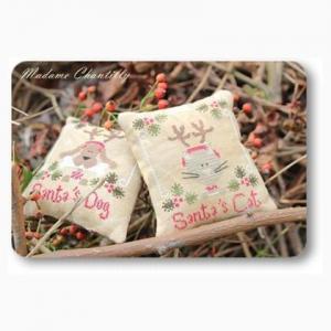 Fiche de broderie santa s cat dog de madame chantilly 1