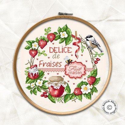 Fiche ou kit de point de croix delice de fraises annick abrial 2