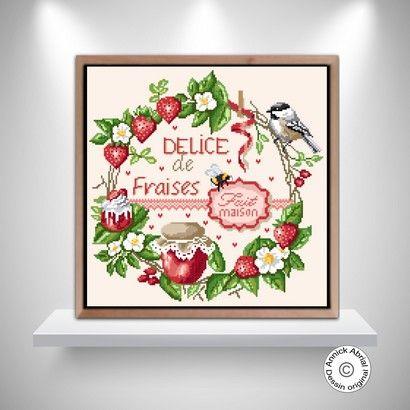 Fiche ou kit de point de croix delice de fraises annick abrial 3