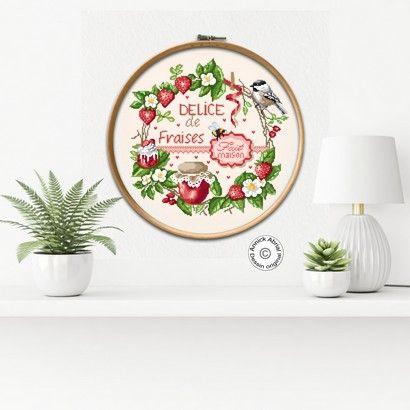 Fiche ou kit de point de croix delice de fraises annick abrial 4