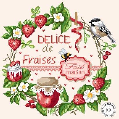 Fiche ou kit de point de croix delice de fraises annick abrial1 1