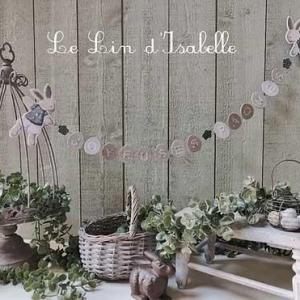 Fiche ou kit de point de croix guirlande lapins joyeuses paques le lin d isabelle1