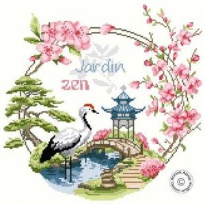 Fiche ou kit de point de croix jardin zen annick abrial