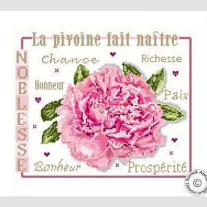 Fiche ou kit de point de croix la pivoine annick abrial
