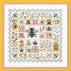 Fiche ou kit de point de croix patchwork aux abeilles ft112 jardin prive