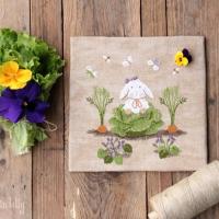 Fiche ou kit de point de croix rabbit in lettuce lapin dans la laitue madame chantilly