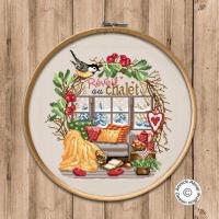 Fiche ou kit de point de croix reveil au chalet annick abrial 2