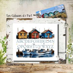 Fiche ou kits de points de croix les cabanes du port isa63 isabelle haccourt vautier