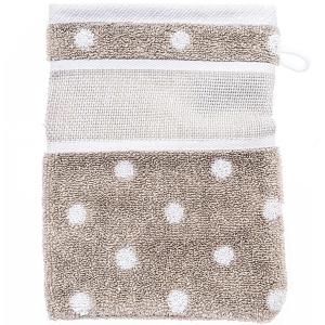 Gant de toilette beige a pois blanc 15x21 cm rico design 740246 73
